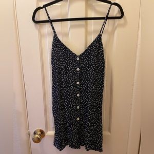 Navy Floral Button-Up Dress